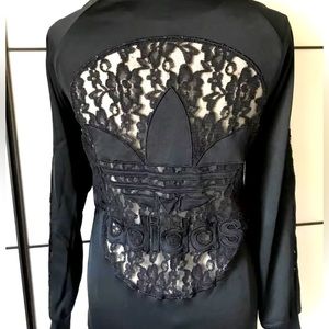 Adidas Originals Jeremy Scott Lace Jacket US M UK 40 HTF Cutout Long Line Stripe